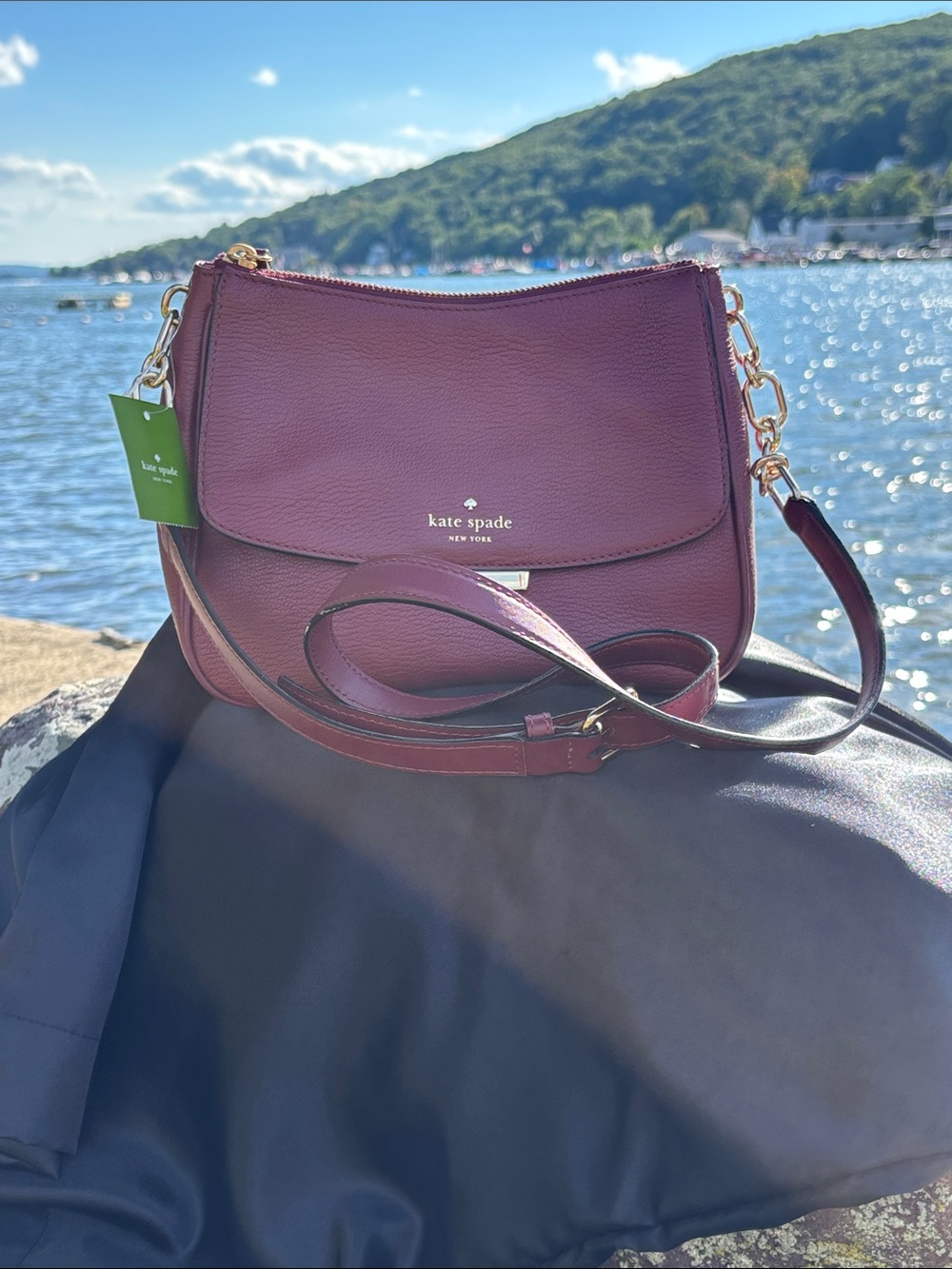 Kate Spade Robinson Lane Black Cherry Pebbled Leather Crossbody NWT